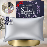 Decolure 100% Pure Mulberry Silk Pillow Case Standard Size - Highest Grade 30 Momme 6A+  Luxuriously Soft & Cooling Silk Pillowcase For Hair & Skin  Hypoallergenic  Breathable  Hidden Zipper (Silver)