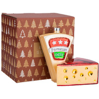 Every Day Is Christmas Glass Blown Ornaments Cute Hand Made Figurines Tree Decoration  Cheese Set Of 2