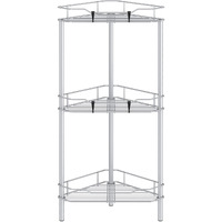 Huggiegems 3 Tier Floor Standing Corner Shower Caddy Organizer Shelf With Hooks  Bathroom Shelves Stand Rack  Silver
