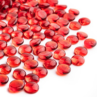 1 Lb Red Glass Marbles  Mini Flat Glass Beads~150 Pcs For Vase Fillers  Floral Bottom Mancala Gems Pebbles Fish Tank Rocks For Table Aquarium Home Decor Art Craft Supplies(0.5""~0.7"")