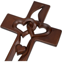 Bgcopper Marriage Cross For Wall Love Wall Decor  Handmade Wooden Intertwined Heart Wall Cross For Wedding Valentine Christmas Gift - 20 Inch