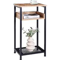 Kjgkk Tall Side Table  30 Inch High End Table  Small Entryway Table  Bedside Table For Living Room And Bedroom  Greige & Black