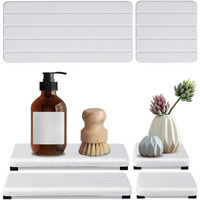 4Pcs Stone Drying Tray For Bathroom Sink And Kitchen Counter  Fast Drying Diatomite Stone Sink Tray  Stone Soap Tray  Diatomaceous Coaster  Vanity Tray  Water Absorbing Stone Tray For Sink