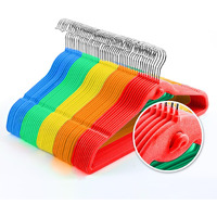 Multi-Color Premium Velvet Hangers With Mini Hooks  Pack Of 50  Non Slip  Space Saving Cascading Clothes Hangers  Rainbow Colors  Red  Orange  Yellow  Green  Blue