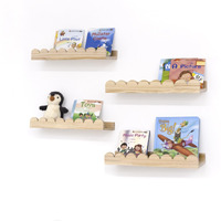 Icnjdmopclean Scalloped Shelves For Nursery - Wall Book Shelves For Bedroom Kids  Nursery Bookshelf For Wall Set Of 4  Floating Book Shelves Solid Wood 16 Inch  Natural