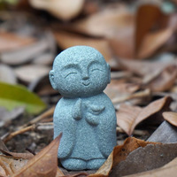 Owmell Japanese Jizo Monk Statue Praying  Buddha Jizo Statue Figurine Memorial Statue Aquarium Decoration For Garden Outdoor Ornament 2.6"" - Holding Bird