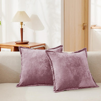 Cocoploceus Luxurious Velvet Throw Pillow Covers 20X20 Set Of 2 Decorative Pillow Covers Solid Square Cushion Case For Sofa Couch Bedroom Farmhouse  Mauve