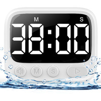 Haukinix Shower Timer Waterproof Bathroom Timer Toilet Timer Digital Kitchen Timer For Wall Mount  Study Timer W/Foldable Stand  Countdown Timer Stopwatch W/Suction Cup For Swim  Rechargeable  White