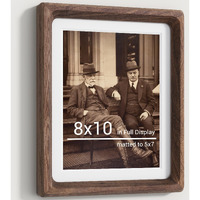 Heimlove 8X10 Picture Frames Natural Walnut Original Wood Hand Make Crafted Photo Frame With Mat To 5X7 Graduation Picture Display Family Picture Wedding Picture Tabletop & Wall Decoration