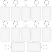 Framendino  12 Pack Rectangle Acrylic Keychain Blanks Photo Frame Picture Key Rings 2 X 3 Inch