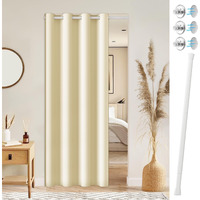 Vatge Door Curtain With Rod  Magnetic Door Curtain For Doorways  Closet Curtain For Closet Without Doors  1 Panel With Rod  W42 X L80  Light Beige