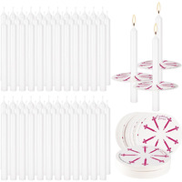 300 Pieces 5-Inch White Unscented Taper Candles With Drip Protectors For Church  Prayer  Shabbat  And Vigil Use