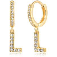 Sannyra Initial L Hoop Earrings For Women  14K Gold Plated Cz Letter Hypoallergenic Stud Earring  Trendy Jewelry Valentine's Day Gifts For Her