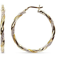 Lecalla 925 Sterling Silver Hoop Earrings Valentines Day Gifts Twisted Two-Tone Italian Design 14K Gold-Plated Small Earring Hoops For Women - 25Mm