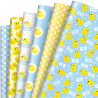 Jarthenaamcs 12 Sheet Rubber Duck Wrapping Paper -Not Roll- Yellow Blue Bubble Duck Gift Wrap Paper Folded Flat Craft Paper For Valentine's Day Birthday Gift Diy Crafts Party Supplies  19.7 X 27.6 In