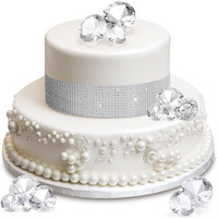 Teenyyou 21 Pcs Valentine's Day Diamond Cake Decoration Set Denim And Diamonds Party Decorations 20 Pcs Fake Diamonds 2.2 Yd X 1.6"" Rhinestone Ribbon For Wedding Birthday Party Cake Decor Diy Craft