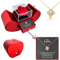 Preserved Handmade Red Rose With Hollow Clavicle Necklace  ''To My Love'' Jewelry Boxes With Necklace  Gifts For Girlfriend Wife Mom On Christmas/Valentines Day/Birthday/Anniversary/Mothers Day (Sliver)