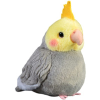 Nohito Realistic Grey Cockatiel Parrot Bird Plush Toy Stuffed Animal Simulation Fake Bird Cockatoo Stuffed Animals Cute Little Bird Plushie Doll 4.9'' (Grey  M)