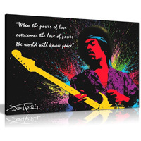 Jimi Hendrix Quote Colour Splash Canvas Wall Art Picture Print (30X20In)