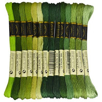 Bright Chartreuse Gradient Color Embroidery Floss - Cross Stitch Threads - Friendship Bracelets Floss - Crafts Floss - 14 Skeins Per Pack Embroidery Floss