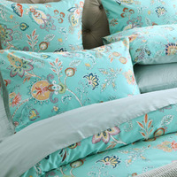 Brandream Boho Paisley Duvet Cover Set King Size (1 Duvet Cover + 2 Pillow Shams) Cotton Teal Print Luxurious Damask Floral Bedding Ultra-Soft Breathable Egyptian Cotton