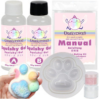 Taba Squishy Kit Set Liquid Gel+3"" Paw Silicone Mold+Flocking