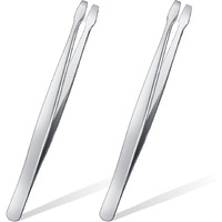 Zhehao 2 Pieces Flat Tip Tweezer Blunt Tip Tweezers Feeding Tongs Stainless Steel Lab Forceps With Straight Flat Scientific Forceps Lab Tweezers For Laboratory Work  Jewelry Making Craft  4.75 Inches