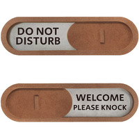Geekbear Do Not Disturb Welcome Please Knock Slider Sign (Brown) - Privacy Slide Door Indicator With Clear Bold Text - Privacy Sign For Home  Restroom  Office  Conference Room  Private Studio