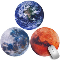 3 Pack Fun Planetary Mouse Pads Earth Moon Mars Cute Mousemat For Home Office Work Desk Computer Laptop Travel Small Mousepad 7.9"" Soft Smooth Fabric Rubber Base Non-Slip