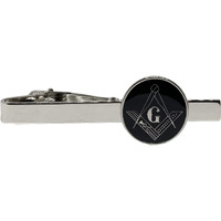 Masonic Freemason Square Compass Tie Clip Tiebar Set