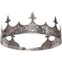 Jorcedi Crown Hair Jewelry Royal King Diadem Men Metal Big Tiaras For Wedding Halloween Costume Birthday Hair Accessories (Black)