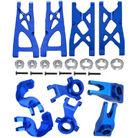 Rcmyou Upgrades Part For 1/10 Arrma Granite/Senton 4X4 3S Blx & Mega 550 Vorteks 4X4 3S Blx Alloy Front Rear Suspension Arm & Steering Blocks Caster Blocks C-Hubs Stub Axle Carriers Navy Blue