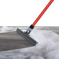 Heavy Duty Floor Squeegee For Concrete And Tile Floor - Silicone Squeegee Broom Floor Scrubber - Large Single Cast Rubber Blade Aluminum Long Handle 360 Swivel Joint - Garage Shower Window Cleaning