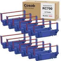 Cosob 12 Pack Compatible Ribbon Replacement For Sp700 Printer Ribbon Sp700 Sp-700 Rc700 Rc-700 Use With Star Sp700 Sp700Br Rc700Br Sp712 Sp712R Sp717 Sp742R Sp747 Sp740 Printer (Black And Red)