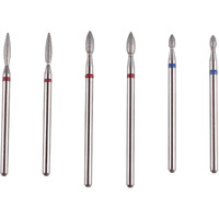 Mzcmsl 6Pcs Cuticle Drill Bits With Case  Pro Diamond Flame Bit For Russian Manicure 3/32 Shank Efile Bit Set