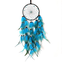 Crosszen Handmade Dream Catcher  Natural Feather Dream Catchers Mobile Wall Decor  Dreamcatchers Gift For Girls Kids Women Decorations Home Ornament(Blue)