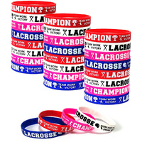 Oringaga 24Pcs Lacrosse Silicone Wristband/Bracelets-Lax Party Favors And Supplies-Motivational Sports Prize Goalie Helmet - Players/Carnival/Events
