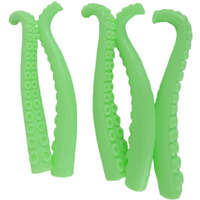 5 Silicone Finger Tentacle Puppets Green