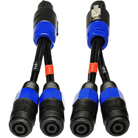 Cncess Cess-203 Unbalanced 4-Pole Type Speakon Plug Break Out To Dual 2-Pole Type Female Speakon Jacks