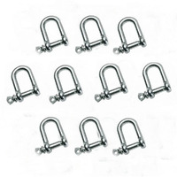 Jy-Marine 316 Stainless Steel D Shackle  Mini Shackles Bracelet For Paracord Jewelry  Marine Grade Sailing Rigging Shackles 10 Pieces (1/8"")