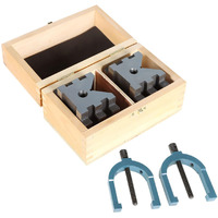 Waltyotur V Block Set With Clamp Hardened Steel 90 Degree Angle Precision V Block Set 2-3/8 X 2-3/4 X 2 Multi-Use Gauge Gage Machinist Tool With Box