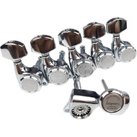 Kaynes Guitar Locking Tuners - 18:1 Chrome Silver Lock String Tuning Keys Pegs Machine Heads Tuners For Strat Tele St Tl Lp Sg Most Electric Or Acoustic Guitars (6 Inline For Right  Chrome)