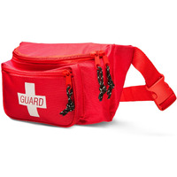Novamedic First Aid Empty Fanny Pack  8""X2""X6""  Waist Bag With 3 Zippered Compartments & Adjustable Strap For Lifeguard  Hiking  Travel Men & Women  Durable  Red