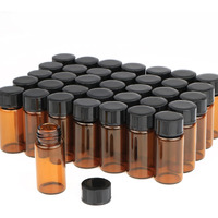 Usrommaner 50 Pack 5Ml (1/6 Oz) Amber Glass Essential Oil Bottle With Screw Caps Empty Refillable Travel Glass Liquid Sample Vial Preservation Storage Vials Test Container-Free Funnel&Dropper