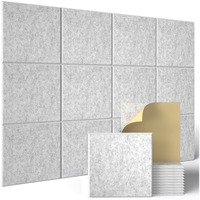 Sonicism 12 Pack Acoustic Wall Panels With Self-Adhesive 12"" X 12"" X 0.4"" Sound Proof Foam Panels  Decorative Soundproof Wall Panels  Sound Proof Absorbing Tiles For Home&Offices  Silver Gray