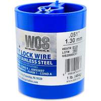 Lock Wire  T302/304 Stainless  Nasm20995  Ms20995C  Astm A580 Cond A  Ams5697.051 In (1.3 Mm)  1 Lb (0.45 Kg) Dispenser Can  Approx. 143 Ft (43 M)