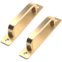 Semetall 5.79"" Heavy Duty Antique Barn Door Handles Pull And Flush Hardware For Gate Garage Shed 2 Pack 5.04"" Hole Center Gold