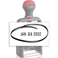 Heavy Duty Office Date Stamp - Brush Stroke Design - Self Inking Dater - Black Ink Color