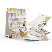 1 Adopt A Puppy Sign & 10 Puppy Adoption Certificate Set  Adopt An Party  Children Birthday Party  Classroom Parties/004B