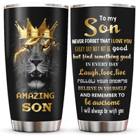 Muizon To My Son Gifts 20Oz Coffee Tumblers - Dad/Mom Gifts For Grown Sons - Birthday Gift Idea